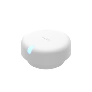 Aqara Presence Sensor FP2 white circular radar sensor with adjustable stand and USB-C power port