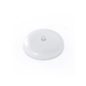 Aqara Water Leak Sensor T1 white circular smart flood detector with water drop icon and blue