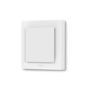 Aqara Light Switch H2 EU 2-tipke 1-kanal pametni zidni prekidač bijeli, pogled sprijeda s dvije tipke i indikatorskim svjetlom