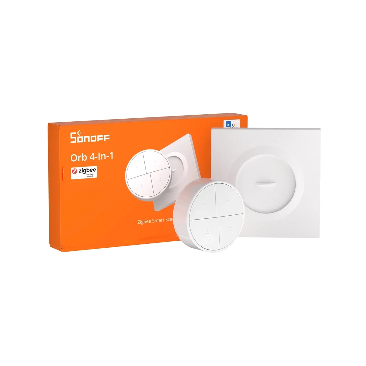 SONOFF Orb 4-In-1 SNZB-01M white round Zigbee smart scene button with 4 buttons, packaging view